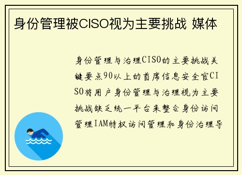 身份管理被CISO视为主要挑战 媒体